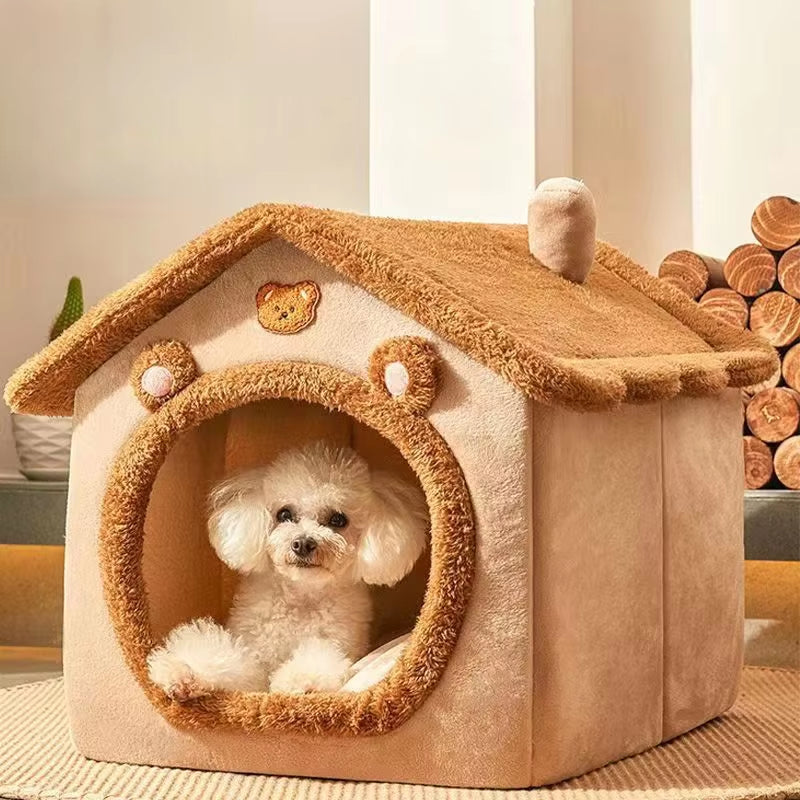 Soft Pet Bed Tent House Dog Kennel Cat Bed Indoor Warm Dog House with Removable Cushion Suitable for Small Medium Large Pets