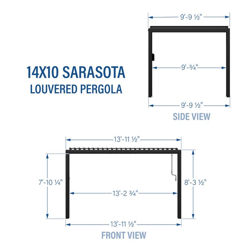 Sarasota 14-Ft W X 10-Ft L X 8-Ft 2-In H Black Metal Freestanding Pergola with Canopy