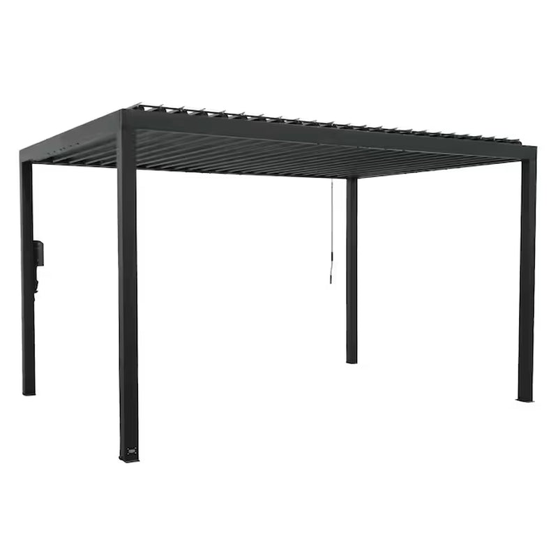 Sarasota 14-Ft W X 10-Ft L X 8-Ft 2-In H Black Metal Freestanding Pergola with Canopy