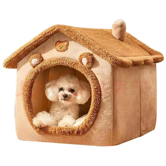 Soft Pet Bed Tent House Dog Kennel Cat Bed Indoor Warm Dog House with Removable Cushion Suitable for Small Medium Large Pets