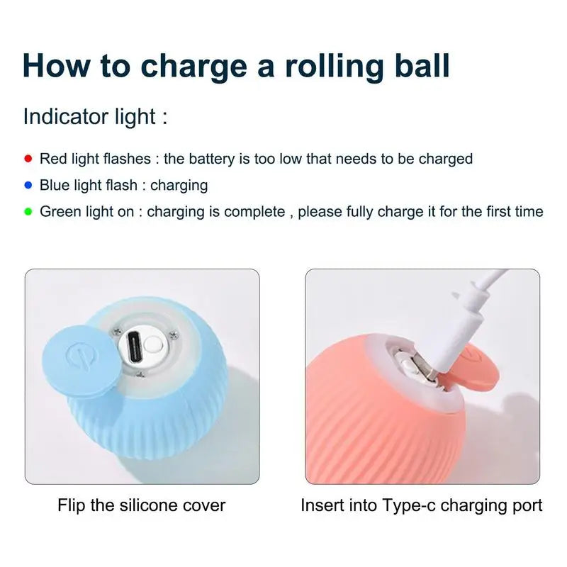 Cat Interactive Ball Smart Cat Dogtoys Electronic Interactive Cat Toy Indoor Automatic Rolling Magic Ball USB Charging Cat Toys