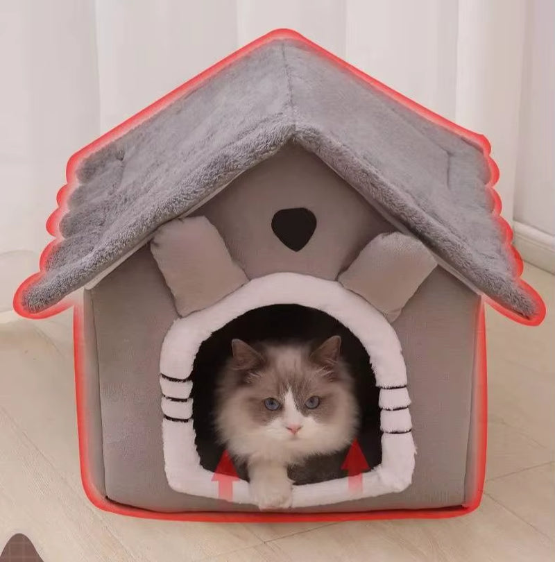 Soft Pet Bed Tent House Dog Kennel Cat Bed Indoor Warm Dog House with Removable Cushion Suitable for Small Medium Large Pets