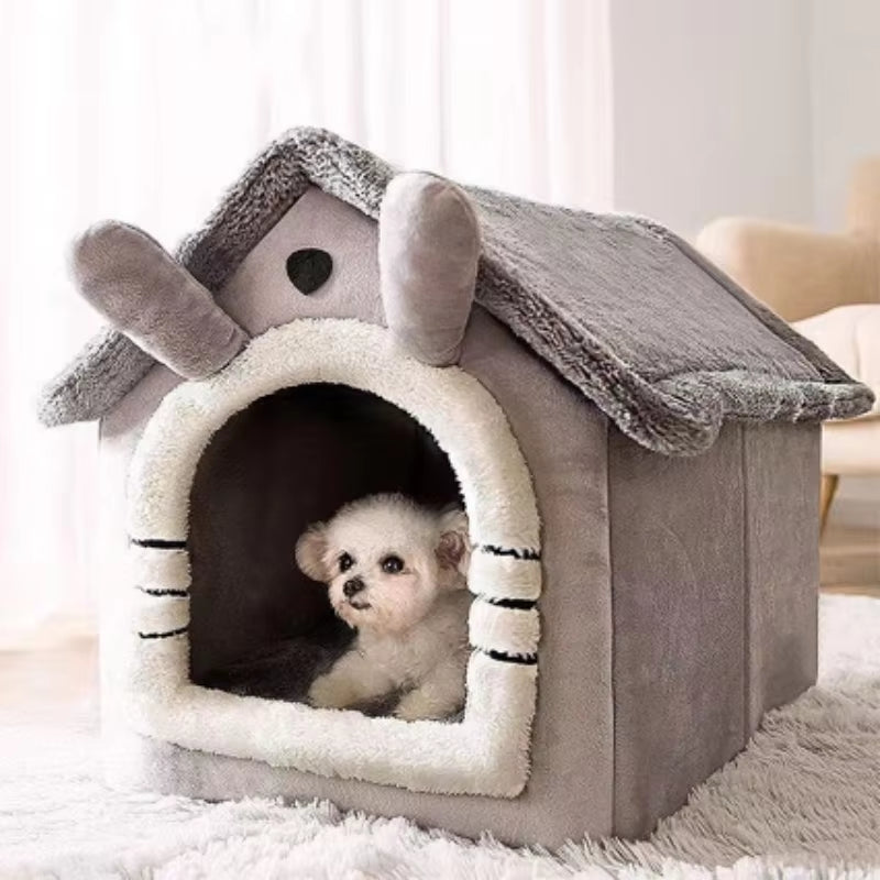 Soft Pet Bed Tent House Dog Kennel Cat Bed Indoor Warm Dog House with Removable Cushion Suitable for Small Medium Large Pets