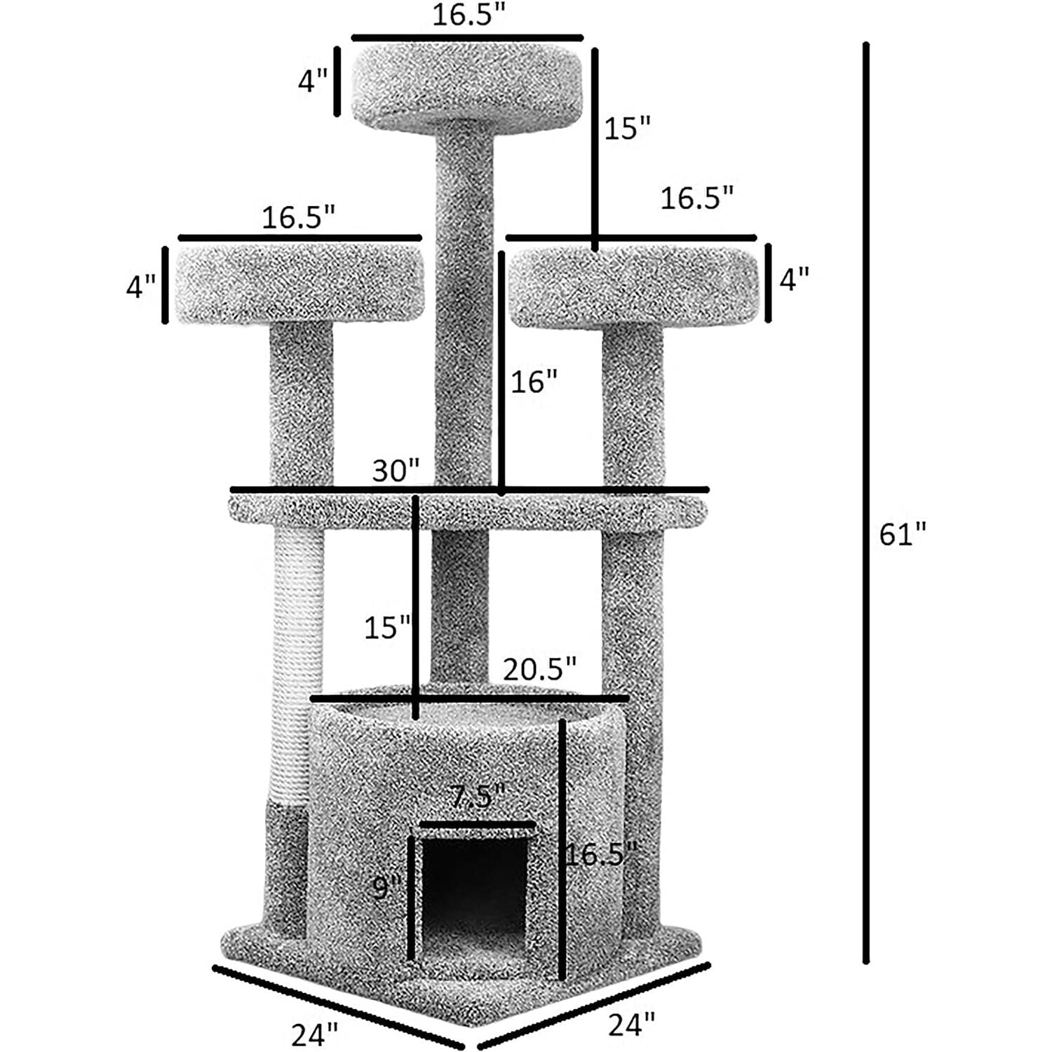 130014-Beige Extra Large Cat House Cat Tree