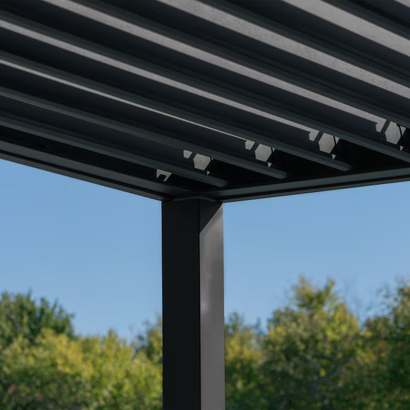 Sarasota 14-Ft W X 10-Ft L X 8-Ft 2-In H Black Metal Freestanding Pergola with Canopy