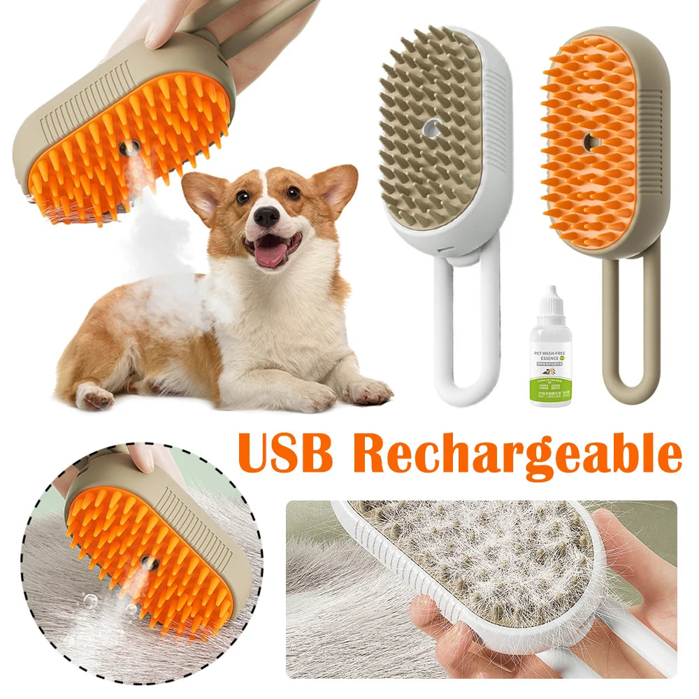 Cat Steam Brush Steamy Dog Brush Electric Spray Cat Hair Brushes with Electric Water USB Rechargeable Cat Dog Massage Brush